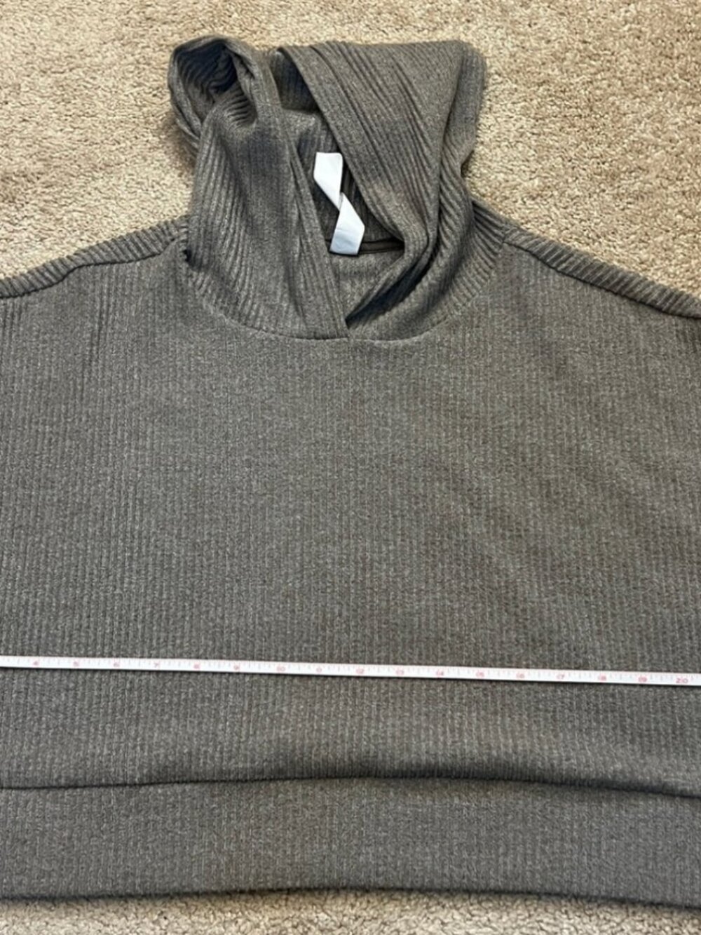 ALO Yoga Muse Rib-Knit Hoodie in Olive Tree Size Medium - Picture 4 of 16
